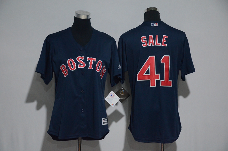 Womens 2017 MLB Boston Red Sox #41 Sale Blue Jerseys